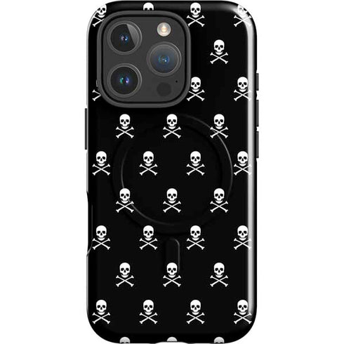 Skull and Crossbones (white) iPhone 16 Pro Magsafe Impact Case